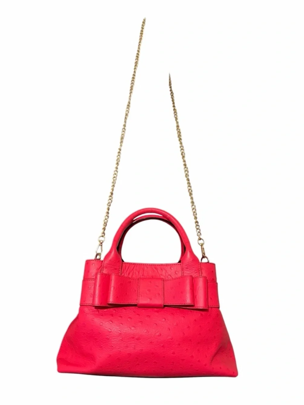 Kate Spade Women's pink Bow Accent Satchel Handbag pebbled leather
